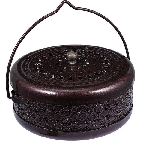 Tragbarer Moskitospiralenhalter, Räuchergefäß Aus Eisen, Wohnaccessoire (braun) – 14,5 X 14,5 Cm – Braun