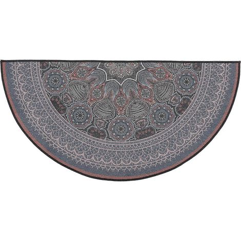 Halbrunder Teppich Im Bohème-stil, Vintage-fußmatte, Eingangsmatte Mit Mandala-muster – 80,00 X 40,00 X 0,60 Cm – Braun