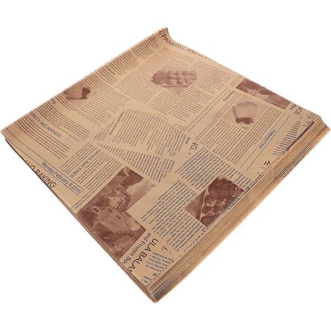 100 Blatt Fettdichtes Lebensmittelverpackungspapier, Sandwichpapier, Zeitungsmuster, Pommes-frites-verpackungspapier – 30 X 30 Cm