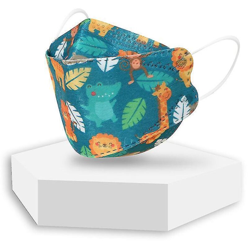 Kf94-kindermasken, Kn95-masken, Schutzmasken, Einweg-kf94-masken Mit Cartoon-motiven – 100 Stück – Dunkelgrün
