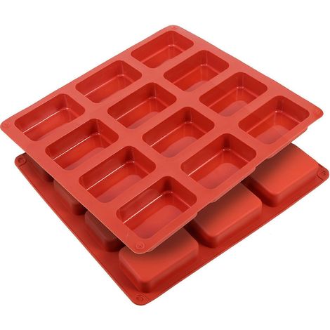Set Mit 2 Antihaftbeschichteten Silikon-mini-kuchenformen – 28,00 X 25,00 X 2,50 Cm – Dunkelrot