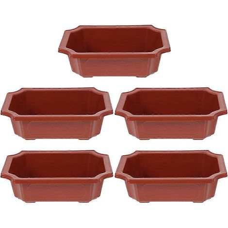 Set Mit 5 Kunststoff-blumentöpfen Mit Abflusslöchern – 18,5 X 14 Cm – Dunkelrot