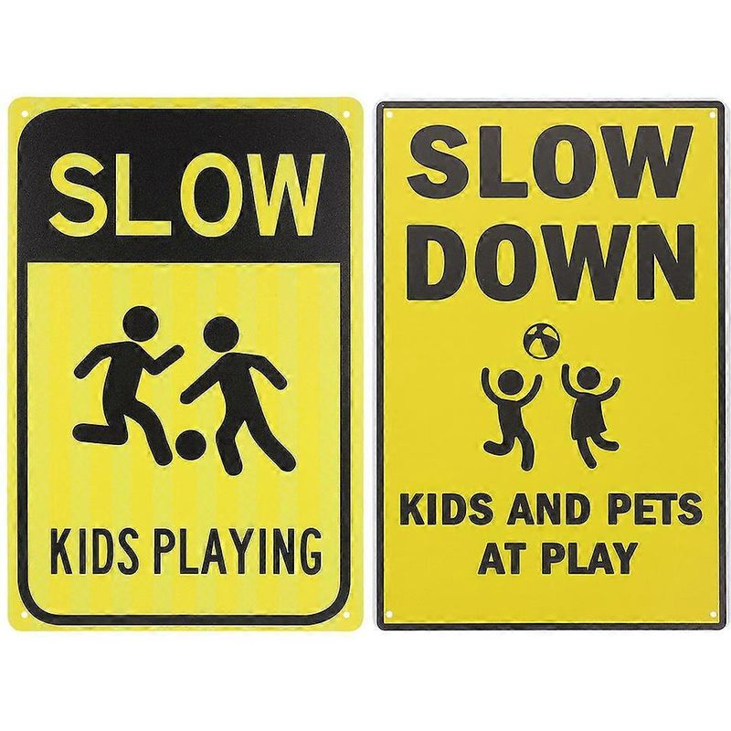 Verkehrsschild – Achtung Spielende Kinder – 30,00 X 20,00 X 1,00 Cm – Gelb