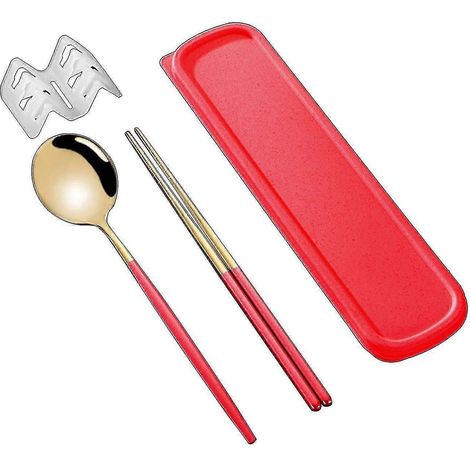 Kaesi Kb-3-teiliges, Rotgoldenes, Staubdichtes Edelstahl-besteckset Im Koreanischen Stil (essstäbchen, Gabel, Löffel) Für Den Täglichen Gebrauch