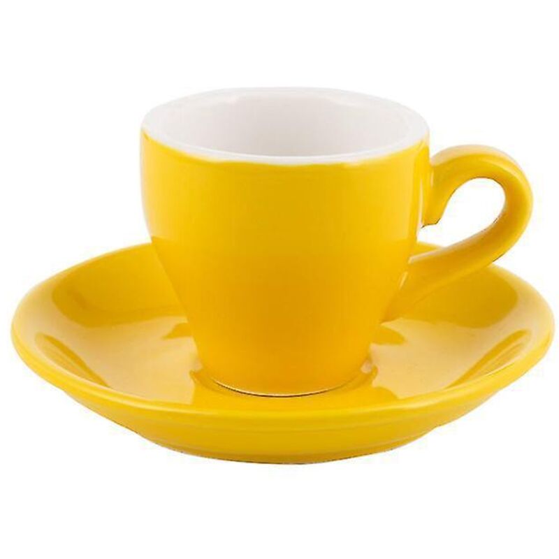 Macaron Espresso Italienischer Schwarzer Kaffee Gelbe Tasse
