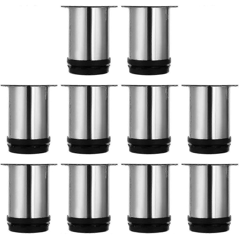 Set Mit 8 Verstellbaren Möbelfüßen, 80 Mm Hoch, Runde Möbelfüße Aus Gebürstetem Edelstahl, Sofafüße, Tischfüße, Höhenverstellbar