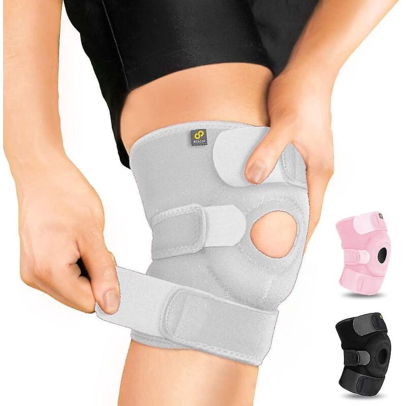 Verstellbare Knieorthese Mit Kompression Und Patellarsehnenunterstützung Für Männer Und Frauen – Linderung Von Arthritisschmerzen, Genesung Nach Verletzungen, Laufen (grau)