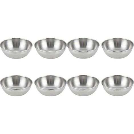 8-teiliges Set Aus Edelstahl-saucenschalen, Runden Dipschalen, Untertassen Und Vorspeisentellern Für Gastronomie Und Haushalt (silber) – 8 X 8 Cm – Silber