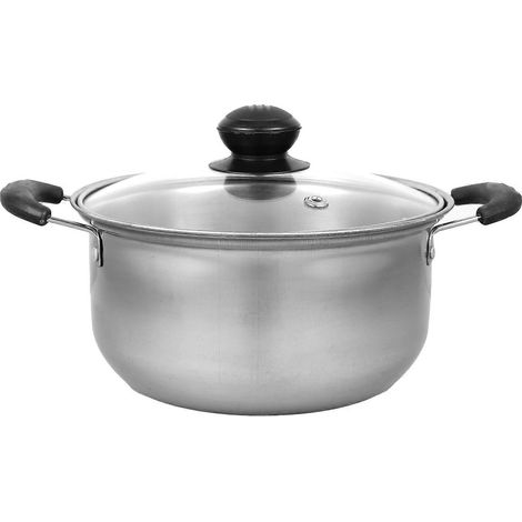 Multifunktionaler Edelstahl-kochtopf Mit Glasdeckel – 17,50 X 17,50 X 8,80 Cm – Silber