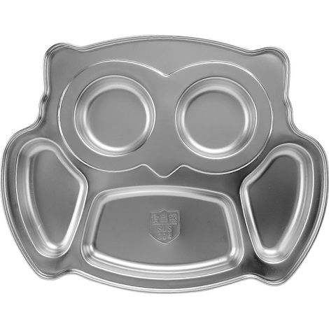 Unterteiltes Serviertablett Aus Edelstahl Für Kinder Mit Cartoon-motiv. – 29 X 22,8 Cm