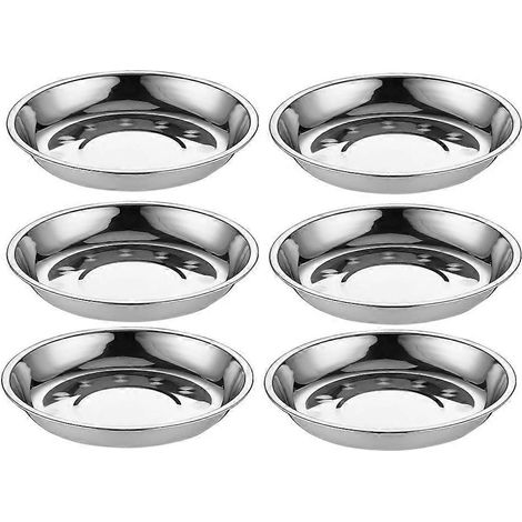 6-teiliges Set Runder Edelstahl-teller, Obstschalen, Pastateller (silber) – 17,00 X 17,00 X 3,00 Cm – Silber