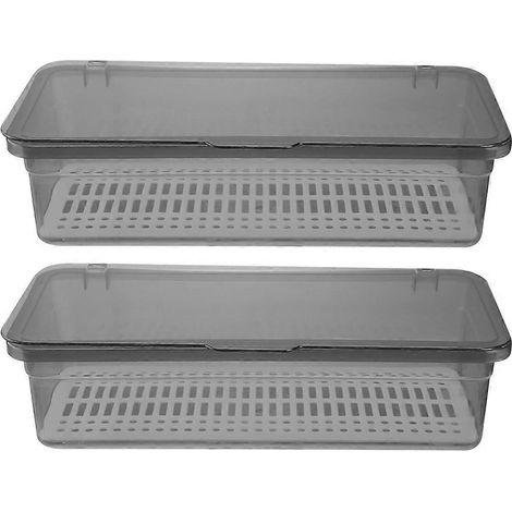 2er-set Besteckkästen Mit Deckel, Schubladenorganizer, Aufbewahrung Für Küchenutensilien – 28,00 X 13,00 X 7,00 Cm – Grau