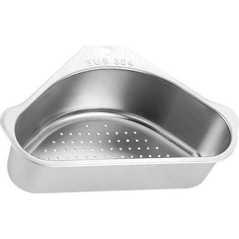 Abtropfkorb-set Aus Edelstahl, Aufbewahrungsgestell, Dreieckiger Korb (silber) – 24 X 17 Cm – Silber