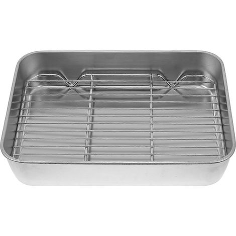 Backblech Aus Edelstahl Mit Rost, Praktische Auflaufform (silber) – 23 X 17 X 5 Cm – Silber