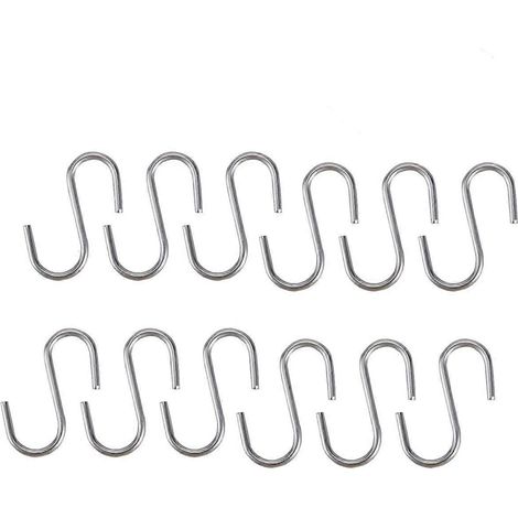 Packung Mit 100 Robusten, Verzinkten S-förmigen Haken Aus Eisen Zum Aufhängen Von Löffeln, Töpfen, Pfannen Und Küchenutensilien An Türen Oder Kleiderstangen. – 4,30 X 2,40 X 0,25 Cm – Silber