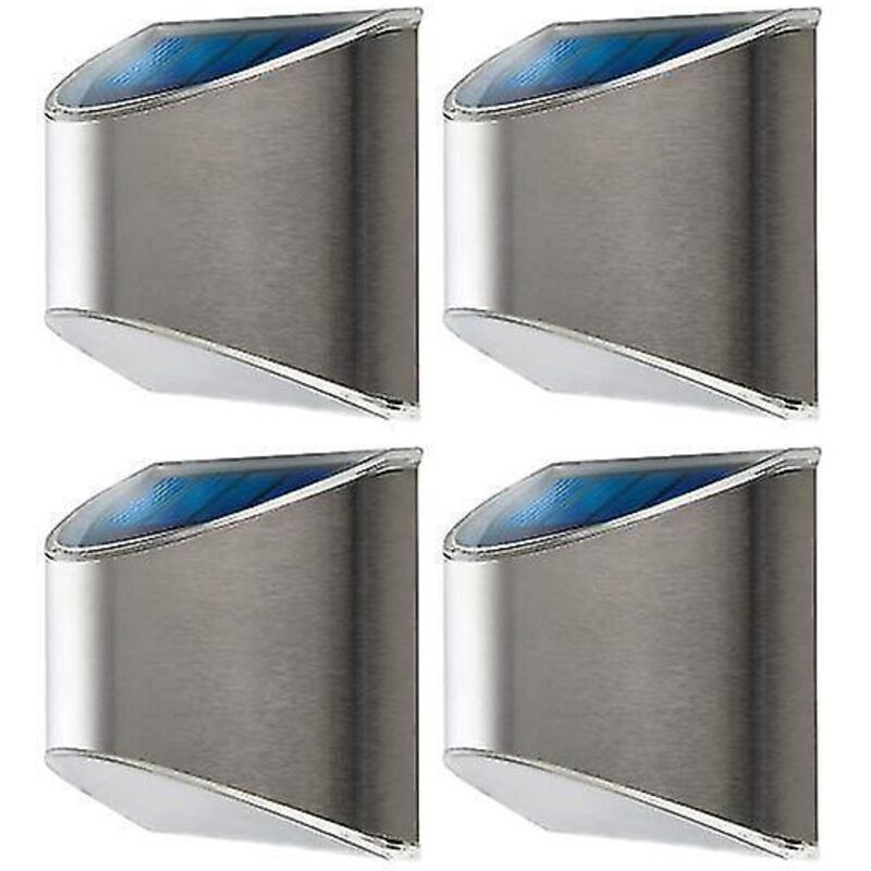 Set Mit 4 Wasserdichten Solarleuchten Aus Edelstahl Für Den Außenbereich, Geeignet Für Zäune, Gärten Und Landschaftsgestaltung (silber)