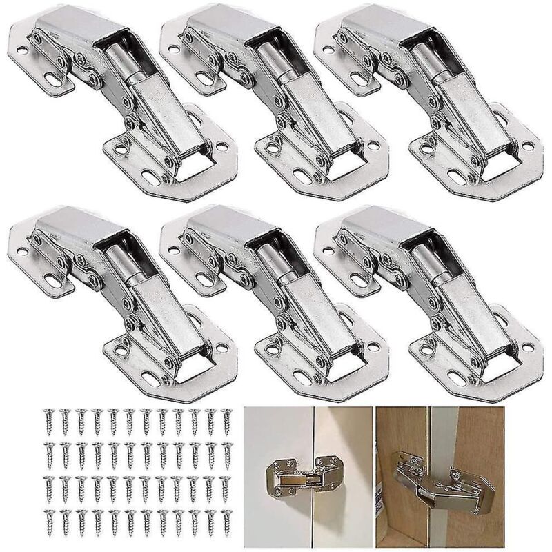 Verdeckte Eckscharniere Für Möbeltüren Mit Hydraulischer Dämpfung, Aufliegende Schrankscharniere, Klappbare Küchenscharniere Für Aufliegende Möbeltüren (6 Stück)