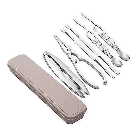 Edelstahl-meeresfrüchtebesteck-set: Krabbenzange, Spieße, Löffel, Hummerzange, Drahtschneider, Küchenzubehör.