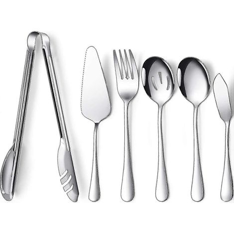 6-teiliges Servierbesteck-set: Großer Servierlöffel, Serviergabel, Messer. Ideal Für Buffets, Catering Und Restaurants. Spülmaschinenfest. Geeignet Für Buffets, Kleine Feiern Und Mehr.