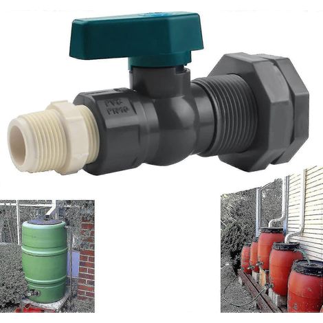 3/4-zoll-pvc-wassertankanschluss, Pvc-regenwasserhahn Mit Schottverschraubung Und Schlauchadapter
