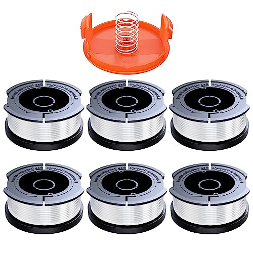 6-teiliges Trimmerfaden-spulenset, Kompatibel Mit Black & Decker, 1,65 Mm Durchmesser, 9,1 M Trimmerfaden, Enthält 6 Ersatzspulen, 1 Ersatzspulenabdeckung Und 1 Ersatzfeder.