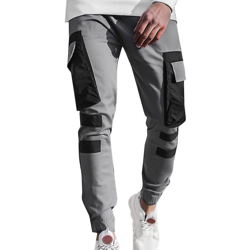 Herren-cargohose Mit Mehreren Taschen, Schmale Passform, Ideal Zum Joggen Und Für Die Arbeit – Größe 3xl – Grau