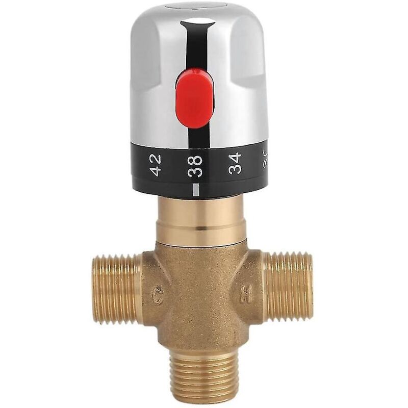 Thermostatmischbatterie G1/2 Aus Massivem Messing Für Duschsysteme, Wassertemperaturregelung, T-förmiges Waschbeckenrohr