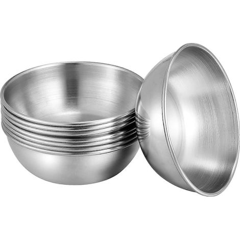 Upkoch Set Aus 8 Edelstahl-saucenschalen, Runden Dipschalen, Untertassen Und Vorspeisentellern Für Restaurant Und Zuhause (silber)