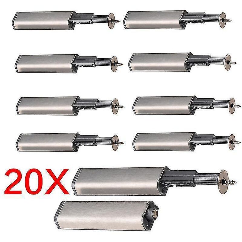 Packung Mit 20 Türstoppern Aus Edelstahl Für Schränke, Mit Einfacher Drucköffnung, Leisen Und Sanften Dämpfern Sowie Magnetverschluss.