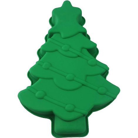 Silikon-kuchenform In Weihnachtsbaumform (1 Stück) – Zubehör Für Festliche Kuchen Und Gebäck – 30 X 21,5 X 4 Cm – Grün