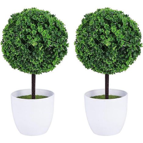 Set Mit 2 Künstlichen Pflanzenkugeln, Simulierten Pflanzen, Bonsai-dekoration, Kunststoffblumenkugeln Für Haus- Und Gartendekoration (grün) – 1223 Cm