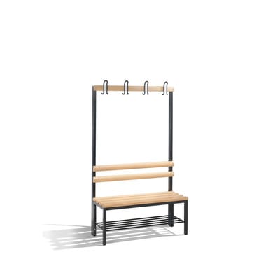 C+P Garderobenbank Basic mit Schuhrost, H1650xB1000xT403mm, Schwarzgrau/Buche
