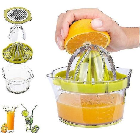Dww-citrus Manuelle Zitruspresse Für Zitronen Und Orangen, Mit Integriertem Messbecher Und Reibe, 350 Ml, Grün