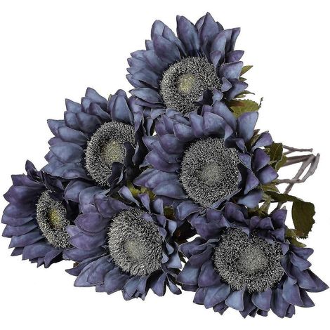 Set Mit 6 Künstlichen Seiden-sonnenblumen Mit Langen Stielen, Großer Sonnenblumenstrauß Für Tischdekoration, Heim- Oder Hochzeitsdekoration