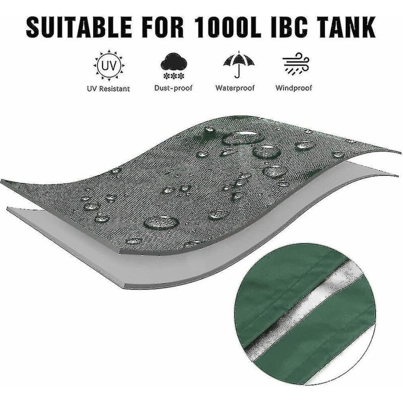 Schutzhülle Für 1000-liter-ibc-container, 116 X 100 X 120 Cm, Uv-beständig Und Wasserdicht (grün), Shibaod