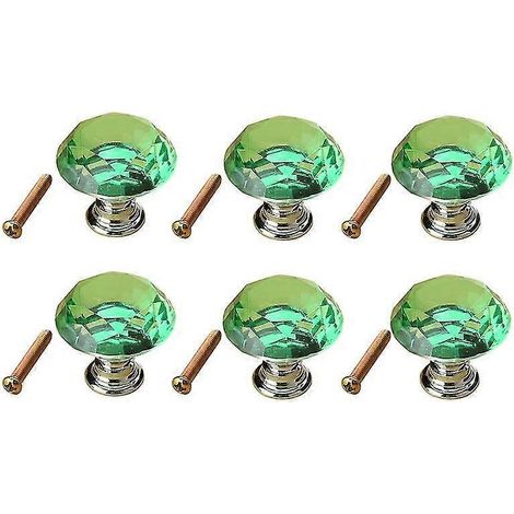 Set Mit 6 Ultraleichten 40-mm-schubladengriffen Aus K9-kristallglas Und Zinklegierung Für Möbel – Grün
