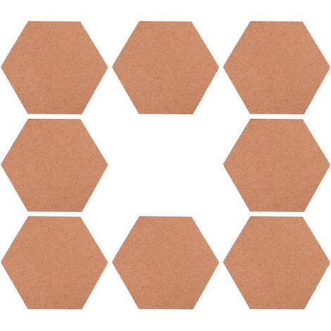 Set Mit 8 Sechseckigen, Selbstklebenden Korktafeln Für Fotos, Bilder Und Nachrichten. Wanddeko-accessoires Für Zuhause Und Büro (li) – 20 X 17,5 Cm – Braun