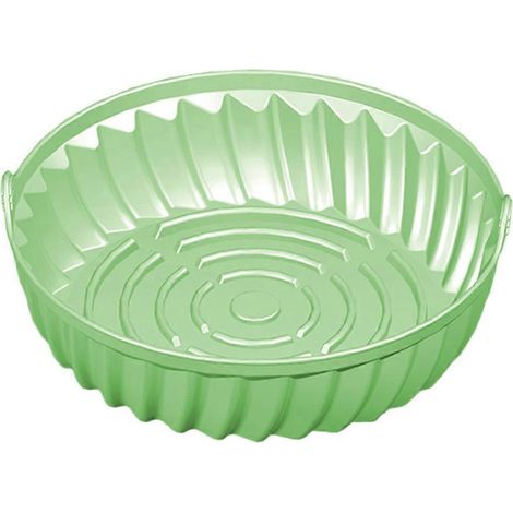 Runde Silikon-kochplatte Für Heißluftfritteusen, Wiederverwendbare Antihaftbeschichtung – 19 X 19 X 6 Cm – Hellgrün