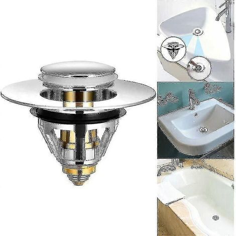 Einziehbarer Waschbeckenablauf – Universeller Verstopfungsschutzfilter, Waschbeckenstöpsel, Badewannenablauf Und Ventil [edelstahl + Reinkupfer, Für 34 Bis 38 Mm Abflussloch] B