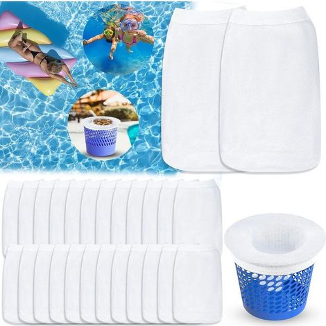 – Packung Mit 50 Poolskimmersocken – Wiederverwendbares Nylon Zur Filtration – Schutz Vor Blättern Und Schmutz – Größe 22 X 13 Cm – 50 Stück