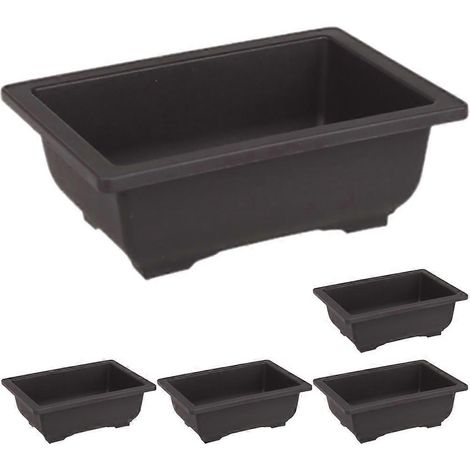 Set Mit 5 Rechteckigen Kunststofftöpfen Für Bonsai, Sukkulenten Und Blumen (untersetzer Nicht Enthalten). – 16,50 X 12,00 X 6,00 Cm