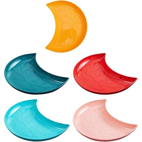 Set Mit 5 Kunststoff-servierschalen, Kreative Teller Für Obst, Desserts Und Gebäck, Verschiedene Farben. – 22,5 X 18,5 Cm