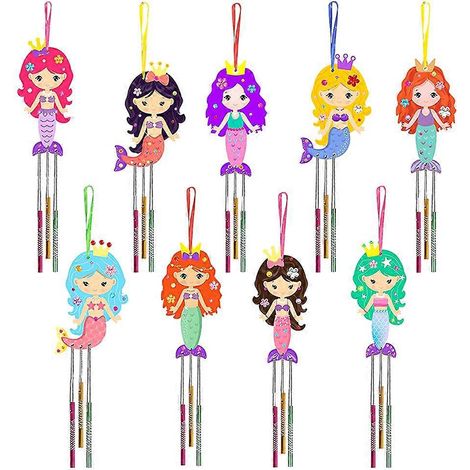 Diy-meerjungfrauen-windspiel-set (1 Set). Material Enthalten. – 16,5 X 8,7 Cm