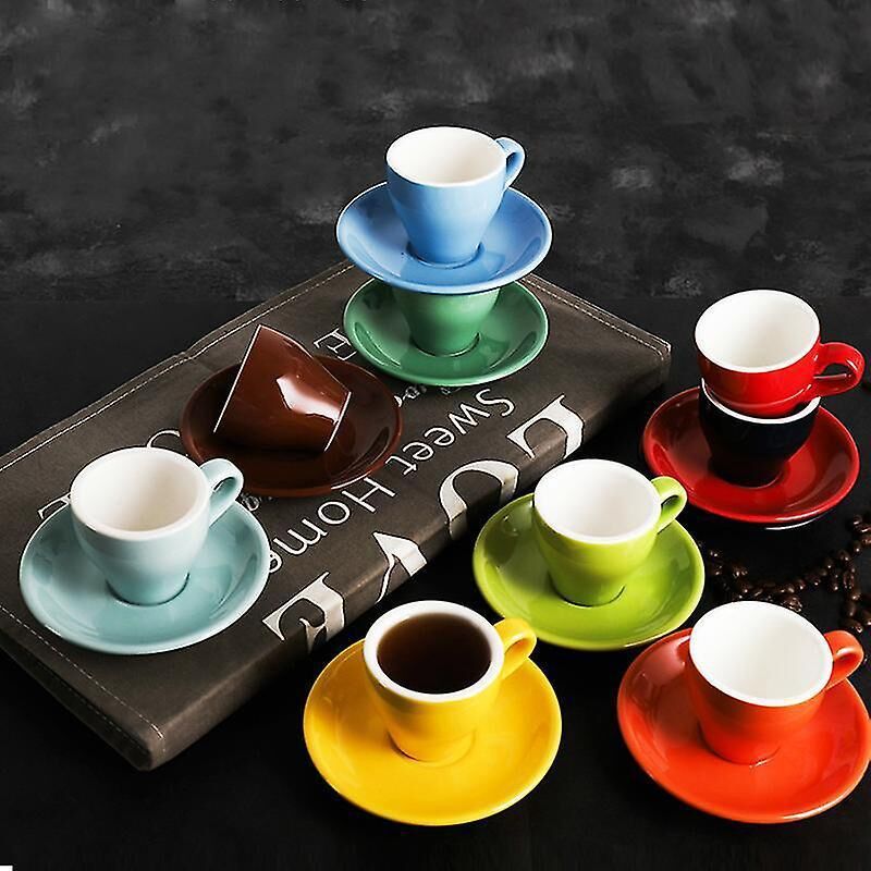 Macaron Espresso Italienischer Schwarzer Kaffee Himmelblaue Tasse