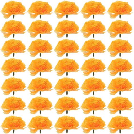 50 Künstliche Ringelblumenblütenköpfe Zum Selbermachen Für Girlanden – 5,5 X 5,5 X 3 Cm – Orange