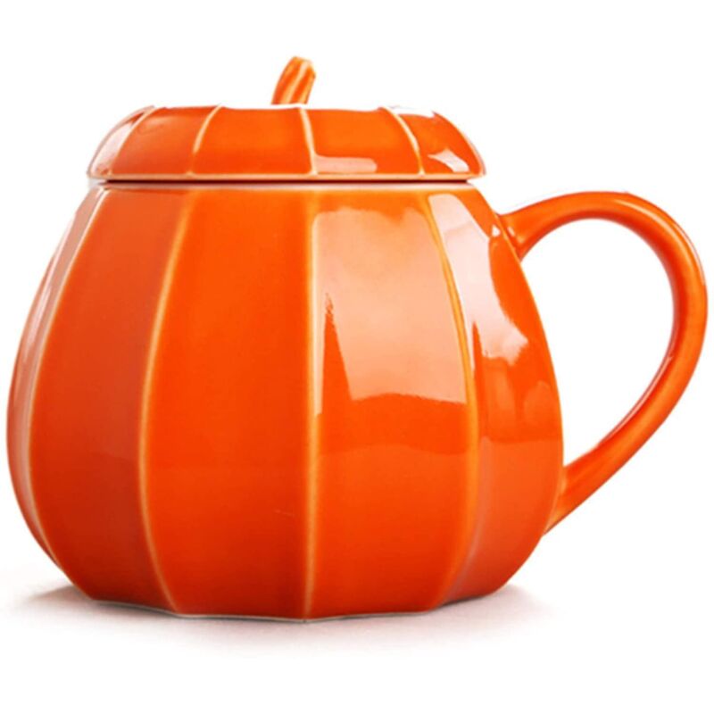 Kürbisbecher Mit Deckel, Herbstkaffeebecher, Herbstdekoration, Origineller Und Niedlicher Keramikbecher