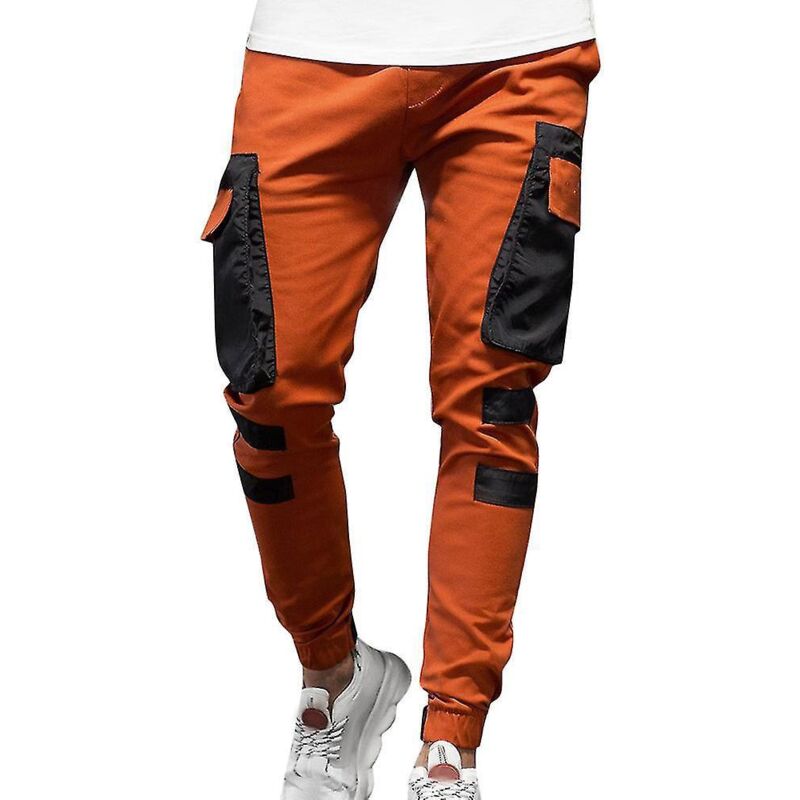 Herren-cargohose Mit Mehreren Taschen, Schmale Passform, Ideal Zum Joggen Und Für Die Arbeit – Größe M – Orange
