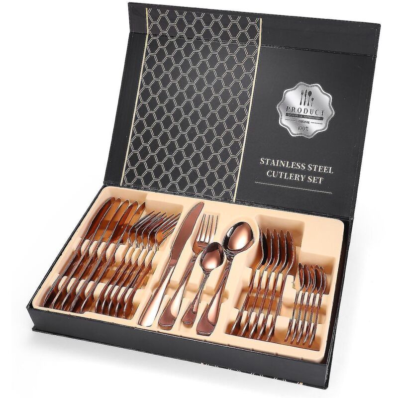 24-teiliges Edelstahl-besteckset, Roségoldfarben