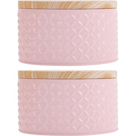 2er-set Metalldosen Zur Aufbewahrung Von Süßigkeiten, Keksen Und Kuchen, Multifunktionale Aufbewahrungsboxen – 13,7 X 13,7 Cm – Rosa