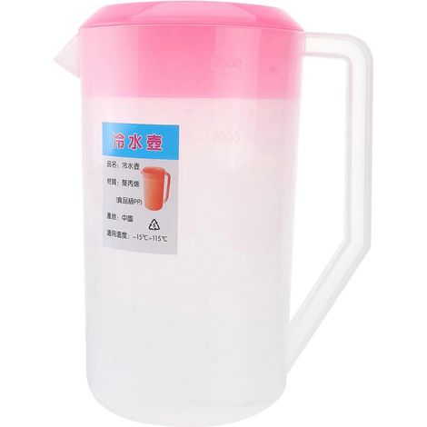 Messkessel Mit Skala, Getränkebehälter Mit Deckel, Hitze- Und Kältebeständiger Saftkrug Aus Kunststoff (2500 Ml, Rosa) – 24,00 X 13,00 X 13,00 Cm – Rosa